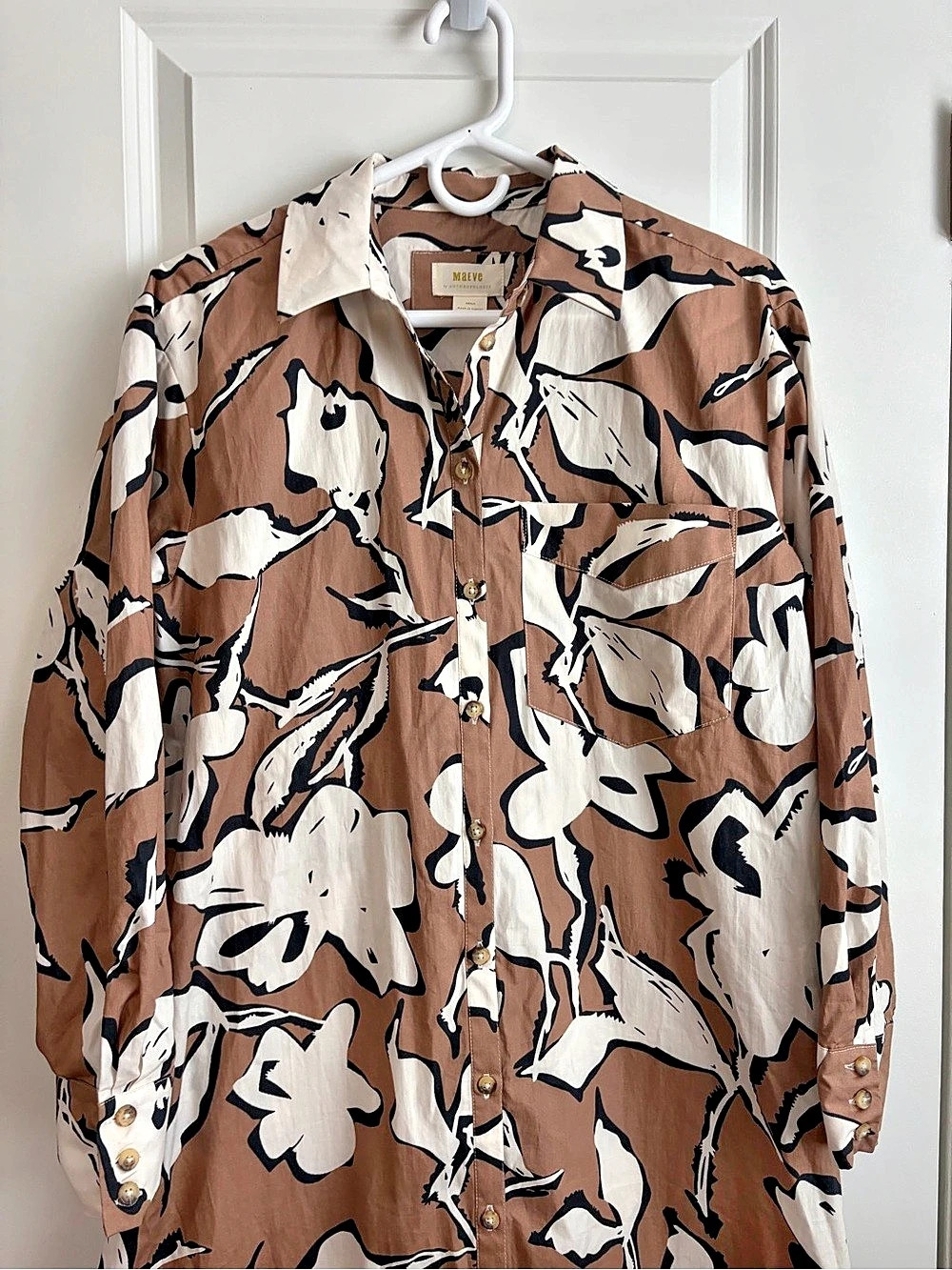 Maeve by Anthropologie Floral Midi Dress in Brown & White Size Small NWT - Picture 6 of 8
